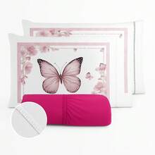 400 Thread Count Sheet Set With Hemstitch Edges, 3 Pieces, For Single, Double, Queen, And King Beds - BUTTERFLIES - ROSES - View 4
