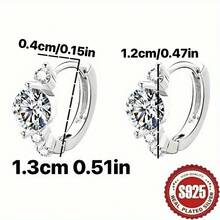 1 par de pendientes de tuerca de plata de ley 925 hipoalergénicos, no destiñen, de moda, elegantes, vintage, minimalistas, elegantes, delicados, versátiles, con circonita cúbica brillante de diseño geométrico redondo, adecuados para uso diario, festivales y como regalo - Un par de pendientes de cielo estrellado bañados en plata S925 - Ver 5