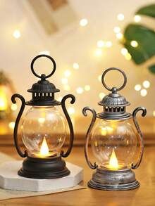 1 pieza Linterna LED vintage de mano (con batería), linterna LED de decoración de mesa interior, linterna de decoración del hogar, linterna LED de decoración para boda, fiesta, vacaciones, campamento, decoración de armario - Huang Guang - Ver 8