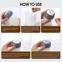 Hailicare Mini USB Humidifier,2 Mist Modes, 7-Color Ambient Light, 330ml, Ultra-Quiet, Auto Shut-Off For Home/Office/Car - White - View 7