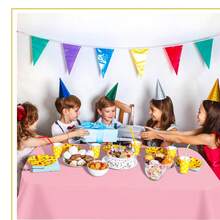 Pink 6 Pack Plastic Table Cloth 54\ X 108\, Disposable Tablecloths Rectangle Table Cover, Plastic Tablecloths For Parties,Rectangle,Pink - 粉色 - 查看 7