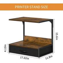 Printer StandsSoporte para impresora con almacenamiento para computadora con cajón de tela soporte para impresora de computadora organizador para oficina en casa mesa de impresora sobre y debajo del - caféVarillaindividual - Ver 4