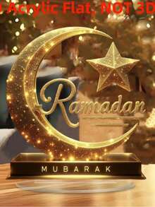 2D Acrylic Crystal Crescent Moon Decor, Themed On Ramadan New Moon, Revolving Around Islamic Faith, Suitable For Ramadan, Easter, Window Display, Ideal Gift