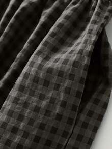 女士复古撞色格纹长袖连衣裙，宽松休闲秋季长裙