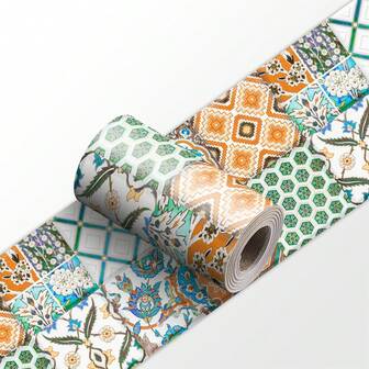 1 st självhäftande PVC-dekorativt klistermärke, platt väggklistermärke/tapet/kakelklistermärke med vintageblommönster, vägg- och golvdekorationsklistermärke, lämplig för kök, vardagsrum, badrum, sovrum och annan heminredning