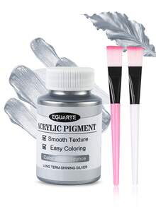 4oz Acrylic Paint - Gold/Silver Color Options (Includes Brush), Waterproof & Fade Resistant, Suitable For Sculpture, DIY Clothing Graffiti & Various Surfaces (Canvas, Paper, Rock, Wood, Ceramic, Metal, Wall), Ideal For Creative Projects And DIY Arts - Multicolor - View 10