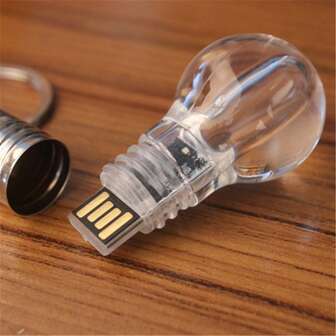 BIYETIMI 32GB USB 2.0 闪存盘，蓝色 LED 灯泡设计，创意礼物