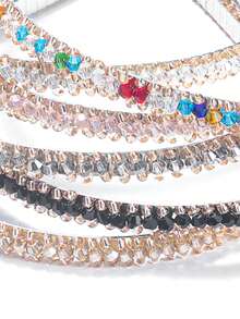 1 tiara feminina com cristais multicoloridos, tiara com contas de cristal, tiara minimalista e versátil, acessório de cabelo delicado e elegante, acessório para cabelo em formato de arco. - Multicolorido - Ver 6