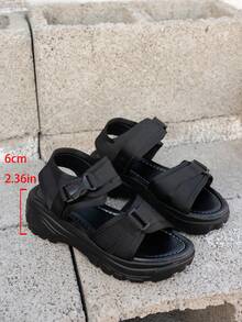 Women's Sports Sandals, New Summer Thick Sole Hook And Loop Closure Open Toe Beach Shoes, Casual Student Sandals - Black - View 6