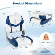 2-Pack Boat Seats Folding Low Back Boat Chairs W/ Sponge Padding Fixing Bolts - 藍色和白色 - 查看 2