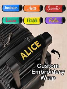 1pc/3pcs/5pcs Custom Name Luggage Handle Wrap, Personalized Suitcase Handle Wraps With Text, Customized Stroller Identifier, Customizable Luggage Wraps For Suitcase, 14x15cm, Orange/Red/Blue/Yellow/Black/Green, Luggage Wrap, Mother'S Day Gift, Easter Gift, Valentine'S Day Gift, Birthday Gift,School Supplies,Back To School,School Gift - Multicolor - View 1