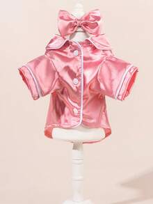 Dog & Cat Pajamas - Soft Snap-Closure Robe, Easy-To-Wear Pet Bodysuit, Light Beige Skin-Friendly Fabric Suitable For Small, Medium, And Large Dogs - Comfortable Nighttime Home Decor And Casual Wear - Multiple Sizes Available, Striped Pattern Robe, Convenient Design, Breathable And Comfortable. - 粉色 - 查看 1
