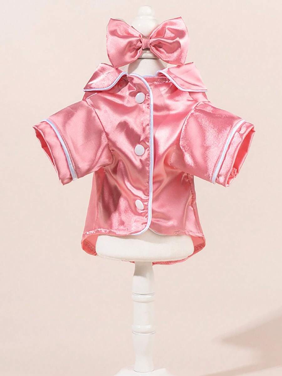 Dog & Cat Pajamas - Soft Snap-Closure Robe, Easy-To-Wear Pet Bodysuit, Light Beige Skin-Friendly Fabric Suitable For Small, Medium, And Large Dogs - Comfortable Nighttime Home Decor And Casual Wear - Multiple Sizes Available, Striped Pattern Robe, Convenient Design, Breathable And Comfortable. - 粉色 - 查看 1