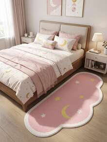 1pc Washable Cute Floral Green Faux Wool Decorative Carpet, Made Of High-Quality Faux Wool, Approx. 10mm Thick, Suitable For Living Room, Bedroom, Study, Machine Washable, Soft Top Material, Personalized Home Decor, Bedroom Carpet, Study Carpet, Living Room Carpet, New Year, Children Carpet, New House Carpet, All Season - 粉色 - 查看 2