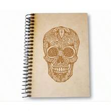 Libreta Personalizada con calavera Pasta Dura madera MDF Cuaderno libros diario - inicial - Ver 1