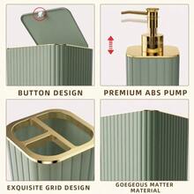 XLHOMO Bathroom Set -  Bathroom Set With Shower Curtain And Rugs, Bathroom Accessory Set, Sage Green Bathroom Accessories Set, Trash Can &Amp; Soap Dispenser - MàuK - Xem 8