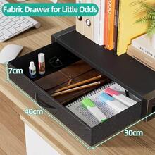 Printer StandsSoporte para Impresora de Escritorio de 2 Niveles con cajón de Tela y Estante Abierto Mesa de impresión con Espacio de Almacenamiento para Oficina en casa Impresora 3D fax escáner Color - Blanco - Ver 3