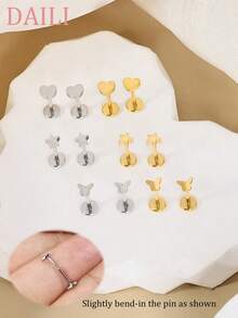 DAILI 一对20克无螺纹鼻钉，6毫米钛金属唇钉，耳骨穿孔饰品，3毫米立方氧化锆推入式金鼻环，低过敏性耳软骨耳钉 - 銀色 - 查看 8