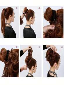 Synthetic Women's Messy Buns, Buns, Rubber Bands, Hair Bands, Caterpillar-Like Wigs - Multicolor - View 6