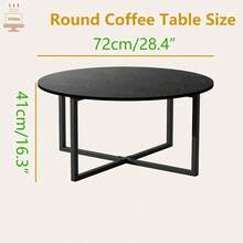 Office Furniture SetMesa de Centro Redonda para Sala con Base en X Metálica Mueble de Acento para Hogar u Oficina Acabado Negro y Marrón 72x72x42 cm - negro - Ver 3
