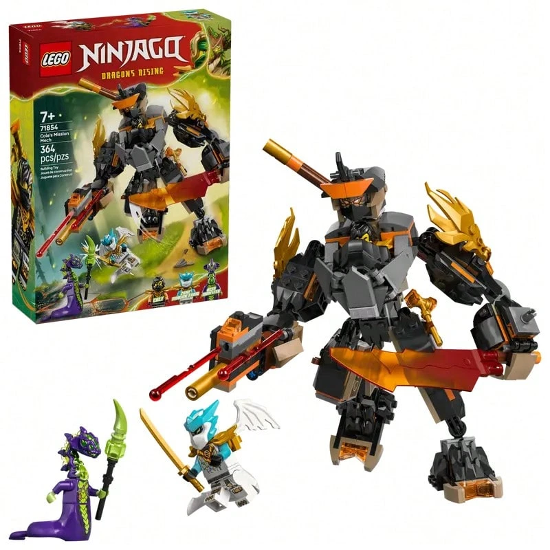 Bộ đồ chơi lắp ráp LEGO NINJAGO Cole's Mission Mech & Dragon Zane dành cho bé trai, bé gái và trẻ em từ 7 tuổi trở lên - Robot có thể tạo dáng với các nhân vật Cole, Acid Monster và Zane để chơi giả vờ - Ý tưởng quà tặng sinh nhật - 71854
