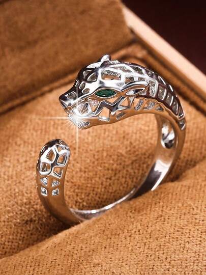 1pc Versatile Cubic Zirconia Inlaid Animal Shaped Fashion Ring For Women