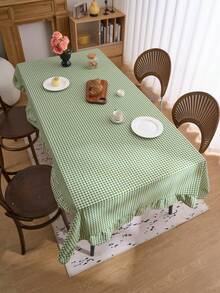 1 chiếc khăn trải bàn kẻ caro tươi tắn, viền xếp ly, phong cách nhà nông thôn, thích hợp cho nhà bếp, bàn ăn, bàn cà phê, kệ tivi, lối vào, phù hợp cho các dịp lễ, tiệc tùng, đám cưới, phông nền chụp ảnh, mọi mùa. - màu xanh lá - Xem 7