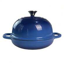 5-Liter Cast Iron Bread Baking Pan, Lidded Bread Pot, Dutch Oven Suitable For Sourdough Baking, Cast Iron Bread Oven (Blue) - Blue - View 6
