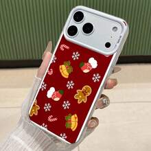 La funda para teléfono con espejo y diseño de pan de jengibre festivo también funciona como espejo y es compatible con  17,  16 Pro Max,  15 Pro Max,  13 y  12. Fabricada en TPU, ofrece protección contra golpes y caídas. Es un regalo ideal para familiares, amigos, celebraciones navideñas, novios/novias, Navidad, citas o cumpleaños. - Plateado - Ver 3