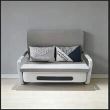 Sofá-cama plegable + almohada aleatoria, doble uso para sentarse y dormir, artículo imprescindible para hogares que ahorran espacio - Gris - Ver 2