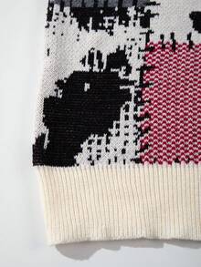 ANDREILEE 男士休闲宽松骷髅头、十字架、骰子哥特街头风圆领套头针织长袖毛衣，秋冬款 - 杏色 - 查看 7