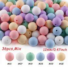 A Mix Of 36 12mm Silicone Beads, Suitable For DIY Jewelry Bracelet Making As Well As Earrings, Necklaces, And Other Decorative Accessories - Multicolor - View 4