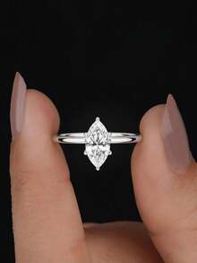 1pc 1-2 Carat Elegant 6-Prong Moissanite Solitaire Engagement Ring, S925 Sterling Silver Luxury Wedding/Proposal/Anniversary Ring, Women's Jewelry Gift, Christmas Gift - Silver - View 14