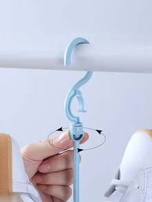 Heavy Duty Dual Hook Shoe Rack - Space Saving Design, Suitable For Home And Balcony, Wind-Resistant Drying Hooks - Durable Plastic Storage Rack, Balcony Organization, Wall Mounted Storage Rack, Compact Design, Reinforced Hooks, Long-Lasting Material, Apartment Living, Small Space Solution, Clothes Drying Rack - Multicolor - View 6