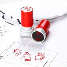 1枚红色感光印章，可填充墨水，可爱卡通企鹅图案，适用于笔记、DIY日记、信封、贺卡、礼品等。