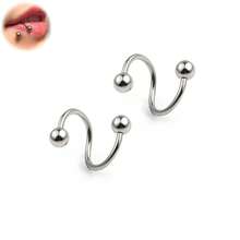 2/3pcs 16G S Lip Ring ﻿18K Gold Plated Spiral Barbell Cartilage Earring Nose Tragus Eyebrow Hoop Helix Piercing Jewelry Black Belly Button Hoop Twisted Bar Studs 3mm Balls Women And Men Body Piercing Jewelry