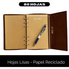 Diario de Viaje Vintage, Libreta de Bolsillo con Cubierta de Tipo Piel, Hoja Decorativa, Retro, Cuaderno Estilo Clsico - 23x16.5 Azul Cielo - Mediana (18,5x12,5 cm) + negro - Ver 6