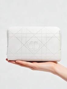 Christian Dior White Luxury Woven Pattern Classic Diamond Silk Clutch Bag - White - View 9