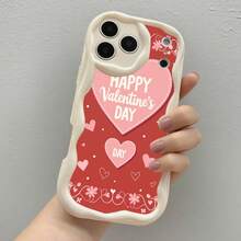 1PC Phone Case ,  Happy Valentine's Day Heart Pattern , Stylish Phone Case, Phone Decoration, All-around Lens Protection, Creative Small Gift, Funny Gift for Boys and Girls - ホワイト - チェックする 4