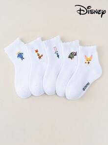 Disney 迪士尼 1/5 双装《疯狂动物城》动漫联名儿童中筒袜套装，包含朱迪、尼克、闪电侠、博戈局长、贝尔韦瑟副市长等角色，男女童款，适合日常穿着、派对礼物、复活节或春夏穿着。 - 彩色 - 查看 12