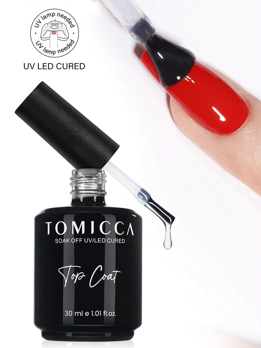 TOMICCA 1支装 30ml 透明亮油，需使用UV/LED灯固化，持久耐用，适用于家庭DIY美甲沙龙或作为女士美甲礼物 - 無色 - 查看 1