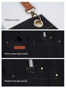 一件防水防油围裙，带大口袋，涤纶防污厨房围裙，可调节颈带，防水防溅，加宽肩带，适用于烹饪、家庭、餐厅、手工、花园、烧烤、学校、咖啡馆等场合，男女通用，节日礼物 - 藏蓝色 - 查看 6