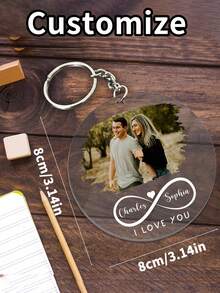 1个可定制照片和文字亚克力钥匙扣 - 不锈钢材质，个性化情侣礼物，适合送给男友、女友、家人、朋友、宠物、祖父母，也适合毕业、婚礼和节日等场合，独特礼物 | 意义非凡的纪念礼物 | 精湛工艺 - 彩色 - 查看 11