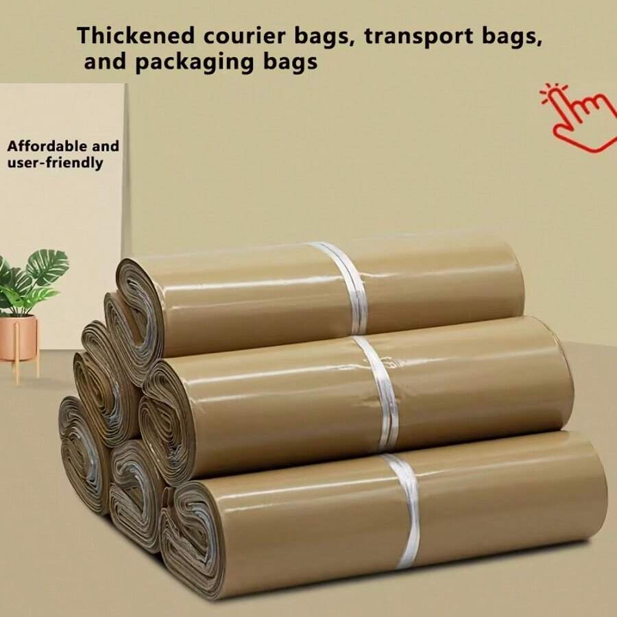 10/20/25/30/50 piezas Bolsas de mensajero de color café, adecuadas para la escuela, la oficina, los regalos, el embalaje de mensajería comercial, aplicables para el Día de San Valentín - marrón - Ver 1