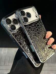 1 chiếc ốp lưng điện thoại cao cấp màu đen mạ điện họa tiết da cá sấu, tương thích với các dòng máy 17 Pro Max, 17 Pro, 17, 16, 15, 14, 13, 12 Pro Max Plus, 16E, 17 Air, có nắp bảo vệ camera, kiểu dáng thời trang và chống rơi vỡ. - màu đen - Xem 8
