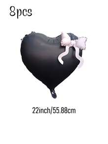 2/5/8/10入 22吋愛心鋁箔氣球附可愛迷你蝴蝶結氣球，亮粉色、黑色、紅色、淺粉色，適合女性公主生日派對、蝴蝶結主題派對用品、畢業、背景牆裝飾、情人節裝飾、迪斯可音樂主題 - 彩色 - 查看 26