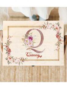 Personalized Natural Beechwood Storage Box, Engraved Name, Letter And Floral Pattern, Wedding Memento, Anniversary Gift, Housewarming Gift, Birthday Gift - Multicolor - View 7