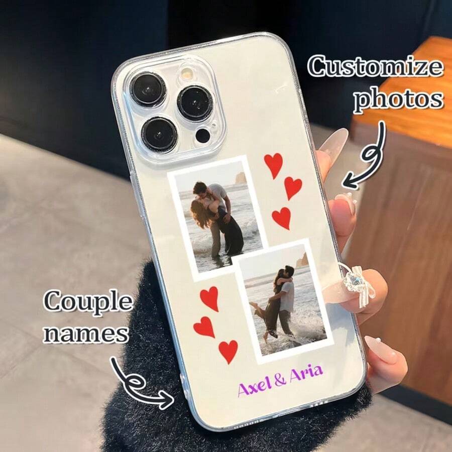 Funda de teléfono con cojín de aire personalizada con foto personal, compatible con iPhone 16, 15, 14, 13, 12, 11 Pro MAX Plus, Galaxy S25, S24, S24 Plus/S24+, S21/S22/S23/S25 Series. Puedes subir tus paisajes, mascotas, amigos y fotos familiares favoritas para crear una funda de teléfono personalizada y hermosa, que puede ser un gran regalo para familiares y amigos. - transparente - Ver 1