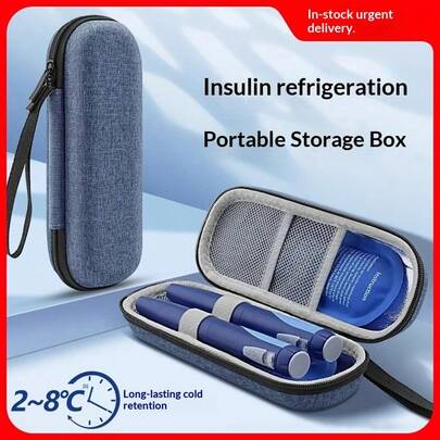 1pc Portable Insulated Insulin Cooler Bag + 2pcs Ice Packs, Lightweight And Easy To Carry, Zipper Design, Travel Storage Bag, Travel Emergency Bag, Medical Bag, First Aid Kit Medicine Bag Pill Box Pill Case Pill Containers Hospital Bag Medicine Organizer Medicine Storage Bag Travel Essential Cruise Essentials Holiday Essential
