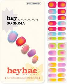 Heyhae Tiras de uñas de gel semicuradas, no necesita lámpara LED, fácil de aplicar y quitar, calidad de salón, incluye 28 tiras, 1 almohadilla de preparación, lima de uñas - Hey, So Sigma - 1 - Ver 1